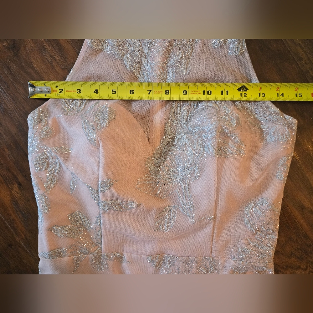 Hayley Paige Occasions Light Pink Glittery Halter Gown Size 4 - Picture 12 of 14